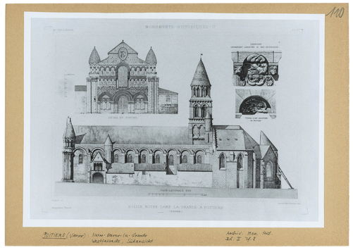 Vorschaubild Poitiers: Notre-Dame-la-Grande, Westfassade, Südansicht, aus Archiv. Mon. Hist. Bd. II, Tafel 8